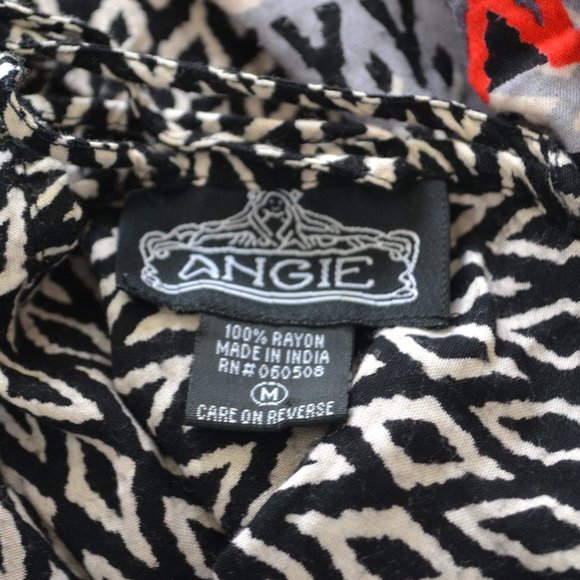 Angie Geo Pattern Cami Romper Black Red Size M - Picture 5 of 5